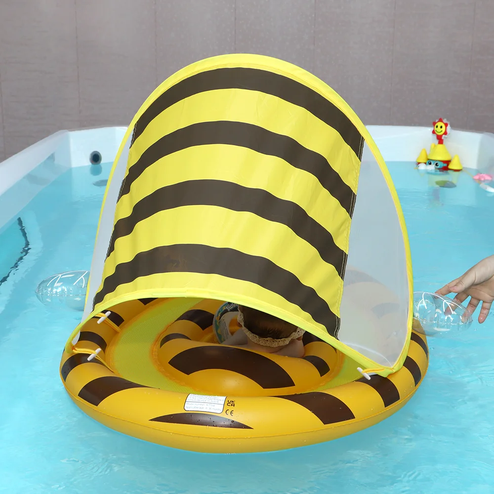 Swimbobo Inflatable Baby Swimming Float Activity Center With Canopy Foldable Swim Pool Seat Floating For Kids 3