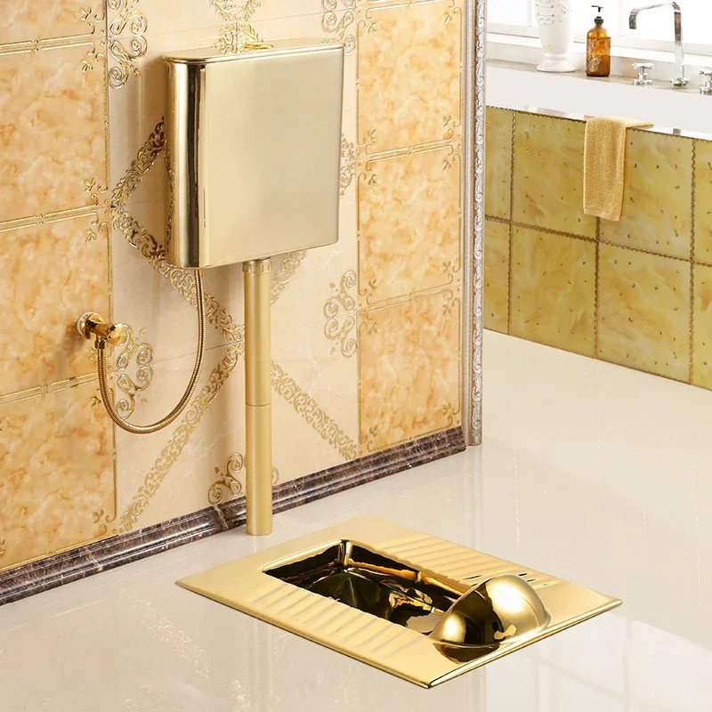 #Golden Toilet Flushing Cistern Ceramic Toilet Anti-Blocking Deodorant Concealed Squat Toilet Squat 5