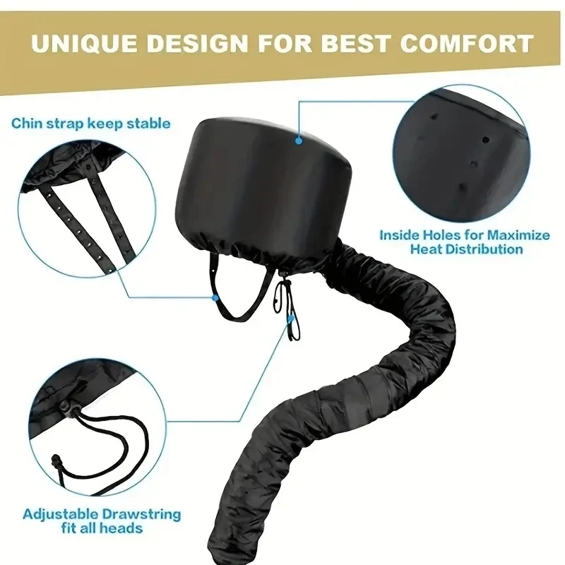 Warm Air Bonnet Cap 1pc Effortless Home Hair Care Quick Drying & Styling Portable Energy-Efficient All Hair Types