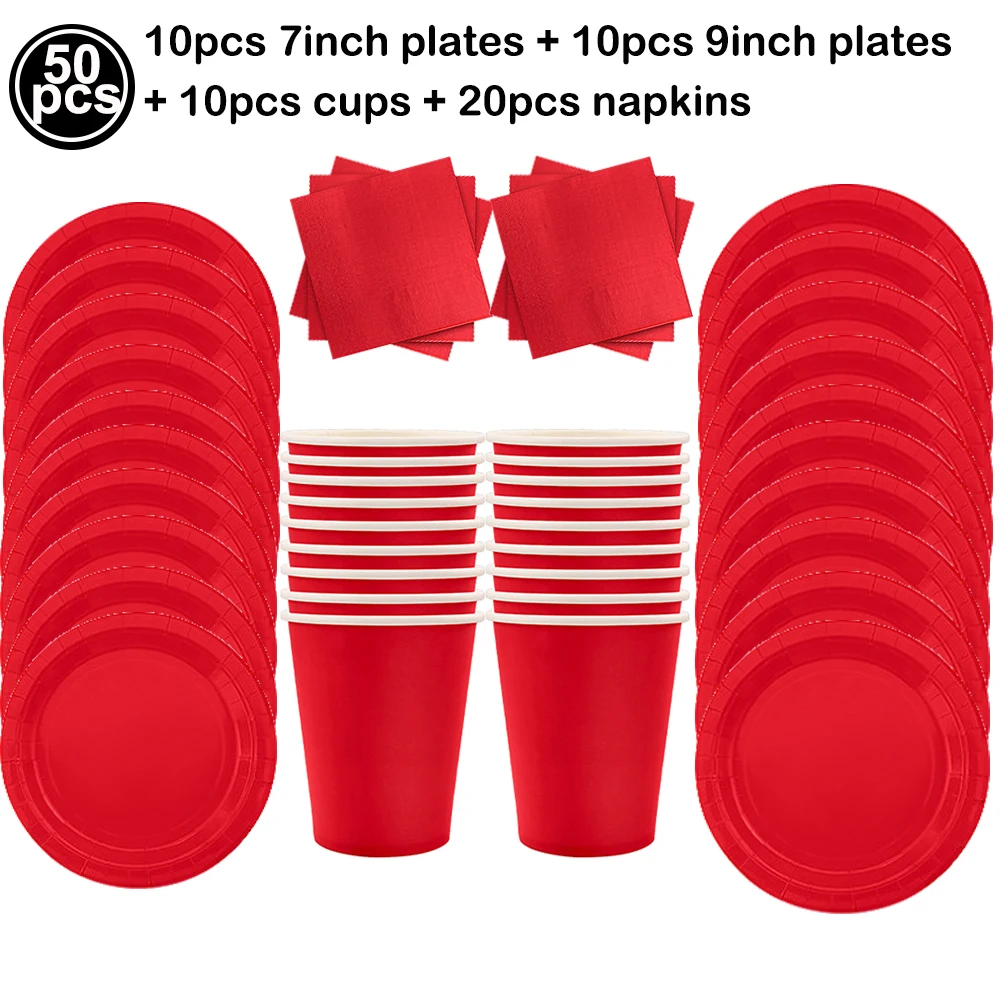 Vibrant Red Party Tableware Set for Celebrations and Events