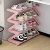 4-Tier Pink Z-Shaped Shoe Rack - Floor-Mounted Storage Rack for Living Room Bedroom & Entryway|Shoe Rack|Shoe Storage Organizer 1