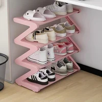 4-Tier Pink Z-Shaped Shoe Rack - Floor-Mounted Storage Rack for Living Room Bedroom & Entryway|Shoe Rack|Shoe Storage Organizer 1