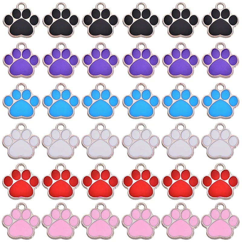 Craftdady - 34 Ciondoli Smaltati Con Impronta Di Zampa Di Cane E Gatto, Con Foro Grande, Con Cuore E Impronta Animale, Distanziatori Per La Creazione Di Gioielli, 8 Mm - Foto 7