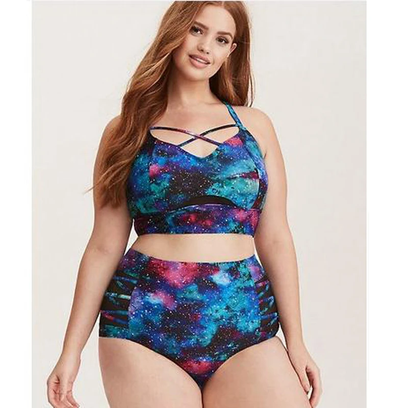 Новинка 2023, Женский раздельный купальник, большие купальные костюмы, комплект бикини с высокой талией и эффектом пуш-ап, соблазнительный стильный раздельный купальник