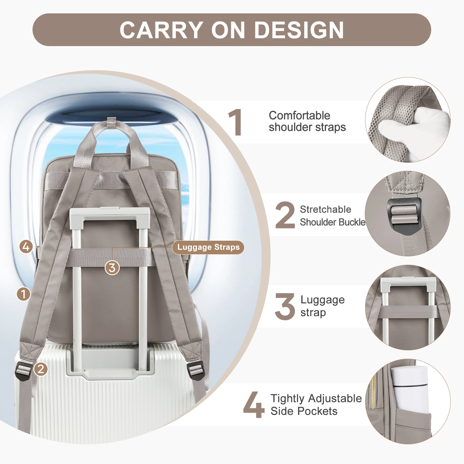 Backpack for Women Luxury Brand Large Capacity College Laptop Backpacks, Work Elegant Handbags, Men Flight Cabin Travel Backpack