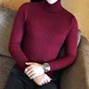 2023 Korean Slim Solid Color Turtleneck Sweater Mens Winter Long Sleeve Warm Knit Sweater Classic Solid Casual Bottoming Shirt 4