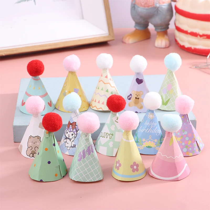 10 Stück DIY Mini Hut Backen Kuchen Topper Back einsatz antike Puppenhaus Miniatur Hut Bär Geburtstags kappe Haarball Weihnachten Dekor Spielzeug – Detail 7