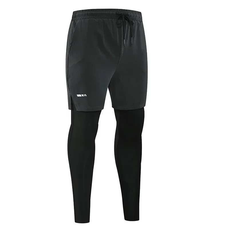 Quick Dry Sports Pants Men's Fake Two-Piece Set Running Long Pants Outdoor Wear Fitness Training Spring Autumn