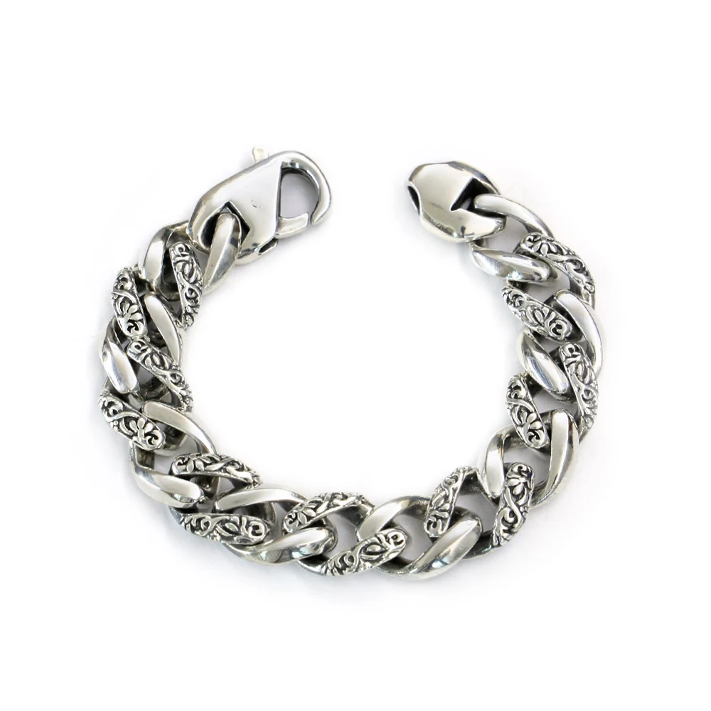 

925 Sterling Silver Lobster Clasp Bracelet Mens Link Chain TA230