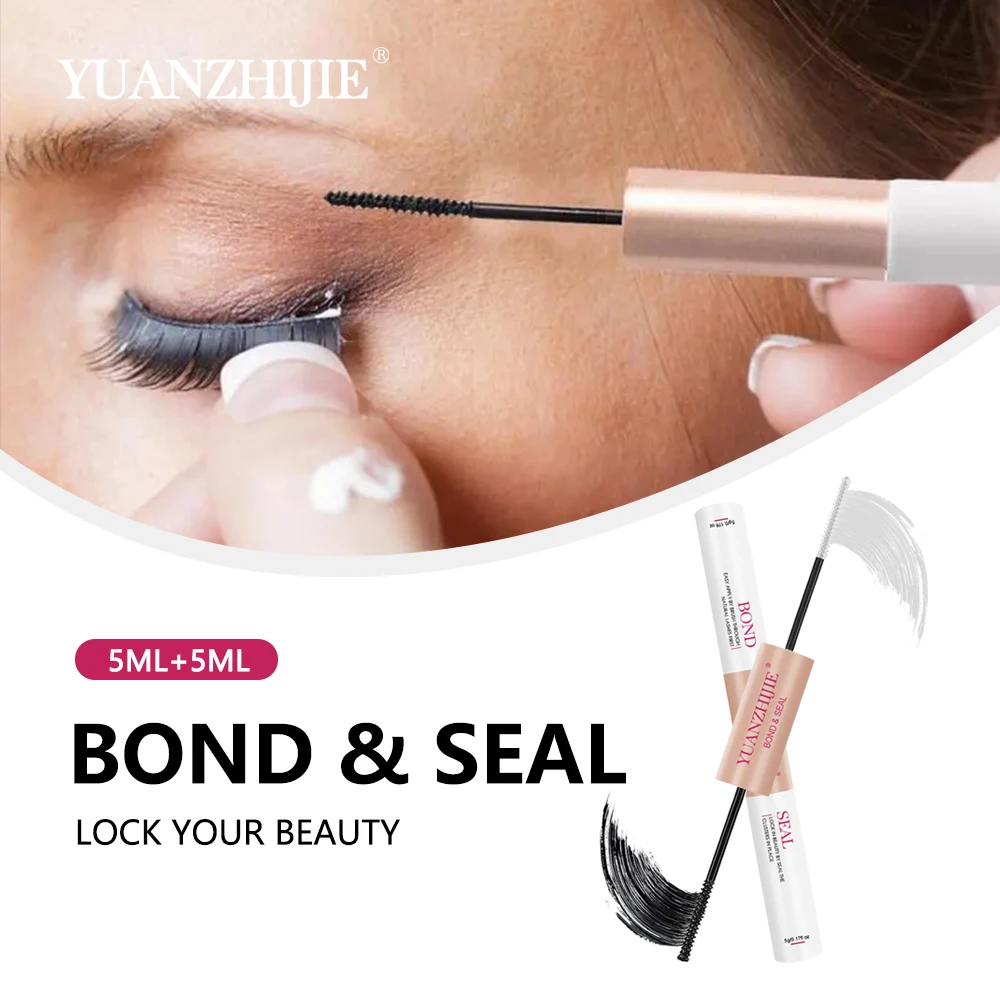 Yuanzhijie 10Ml 2 In1 Bond & Seal Colla Per Cosmetici Custom Diy Cluster Lashes Beauty Makeup Colla Impermeabile A Lunga Conservazione