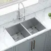 30-inch Stainless Steel Double Bowl Kitchen Sink Undermount/Flush Mount Installation Heavy Duty Sound Guard Padding Zero Radius 2