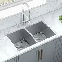 30-inch Stainless Steel Double Bowl Kitchen Sink Undermount/Flush Mount Installation Heavy Duty Sound Guard Padding Zero Radius 2