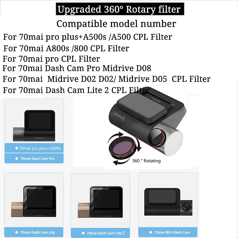 for 70mai Dash Cam pro plus+ A500s CPL Filter For 70mai pro