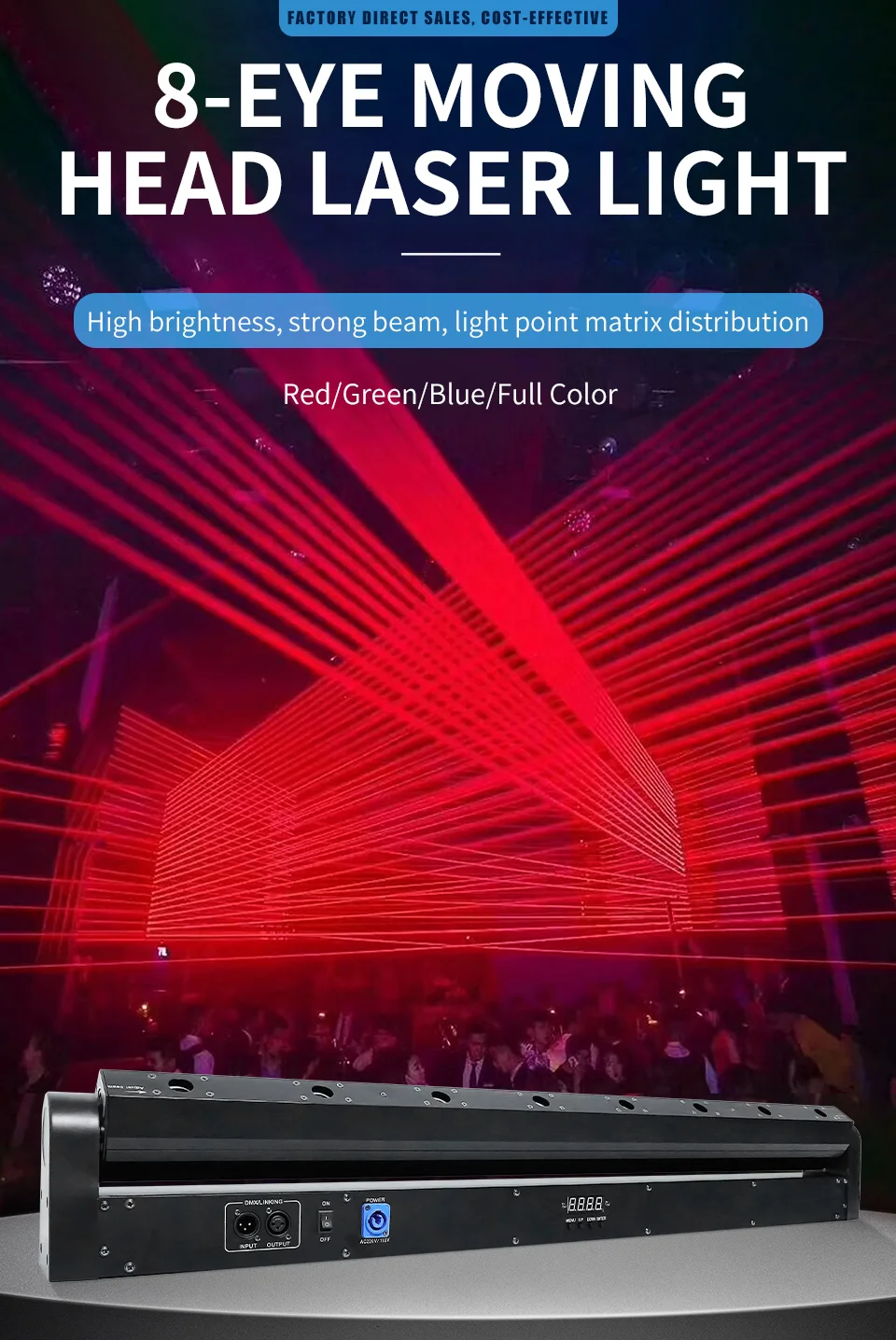 High Power 8 Eyes Laser Light 150W Stage Moving Head Light Laser Projector DJ Ba