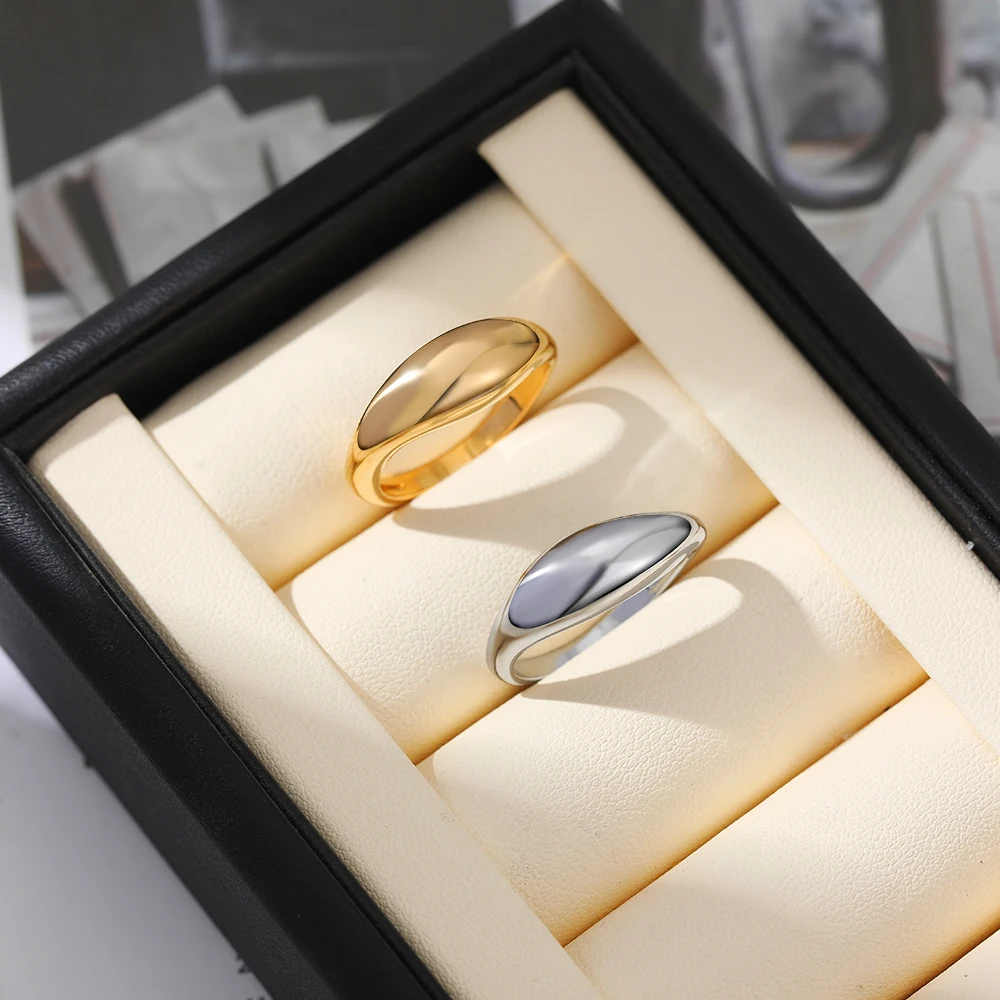 Punk Waterproof Waterdrop Ring Set for Lovers Polished Chunky Twist Dome Water Droplet Rings Couple Retro Jewelry Gift Anillos