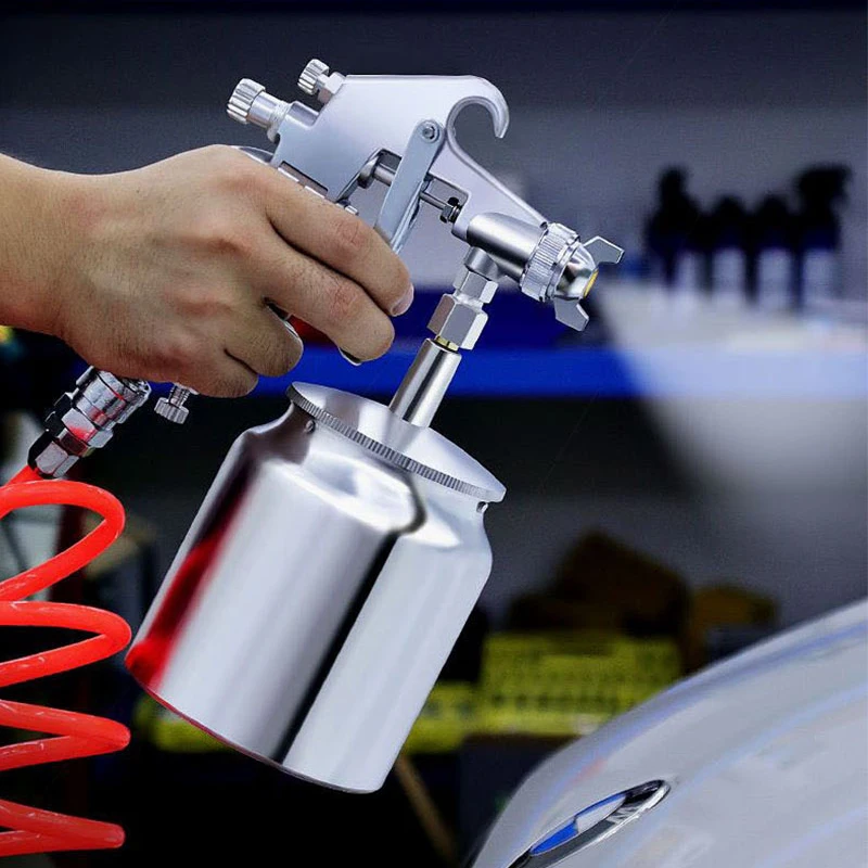 Professional Automotive Painting Tool Paint Spray Gun High-Quality F-75 Pneumatic Sprayer Silver Anti-Rust Paint Sprayer 1.5Nozz