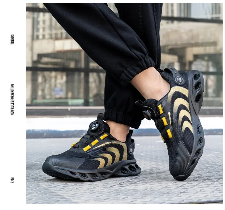 New Safetys Shoe Rotating Button Work Shoes Men Anti-smash Anti-puncture Shoes Fashion Men Sport Shoes Security Protective Boots