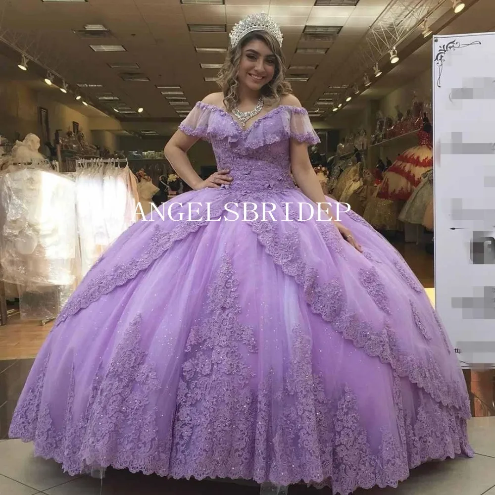 

Angelsbridep Бальное Платье милое 16 Quinceanera платья лаванды принцессы на день рождения Vestido De 15 Quinceañera с аппликациями