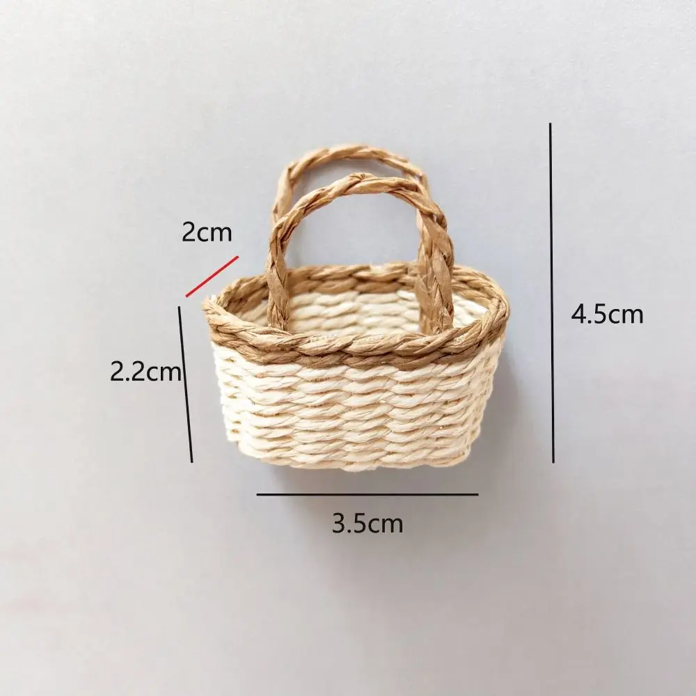 Mini Miniature Dollhouse Basket Handmade DIY Paper Vine Basket Fashion Children's Day Decoration For BJD Dolls/for Ob11 Dolls