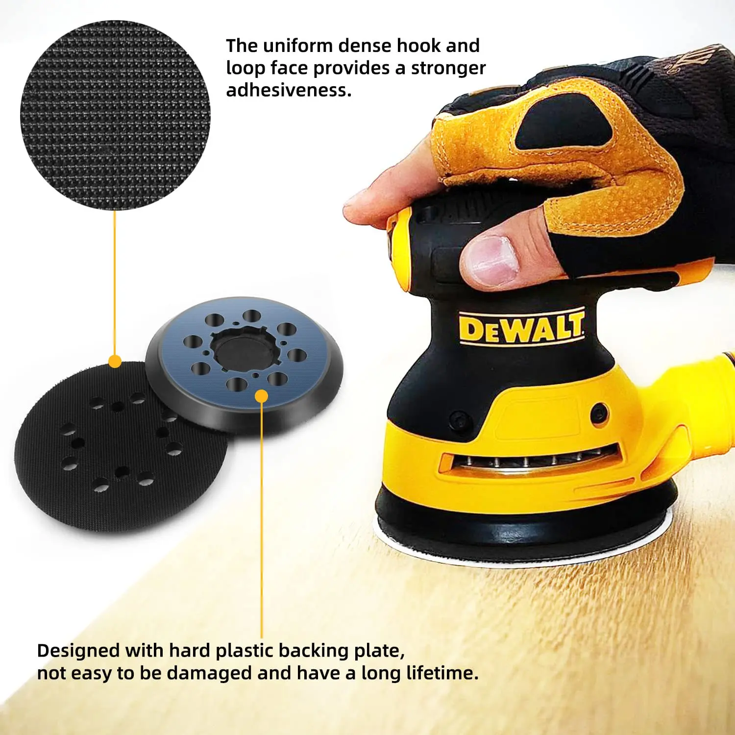 Platos De Lija De Repuesto 125 Mm Para DeWalt | 2 Piezas Con 8 Agujeros Y Velcro | Compatible Con DWE6421, DWE6423, DCW210B