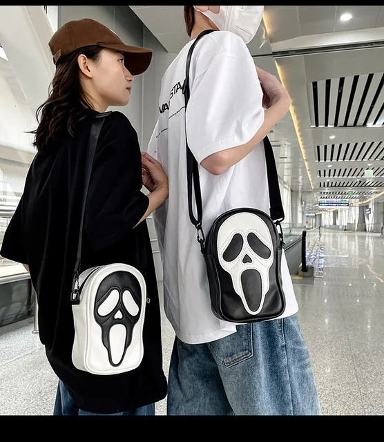 1/2Pcs Creative Ghost Bag Goth Gothic Bag Funny Unusual Bags Ghostfaced  Anime Shoulder Bag Ghost Faced Y2k Purse Crossbody