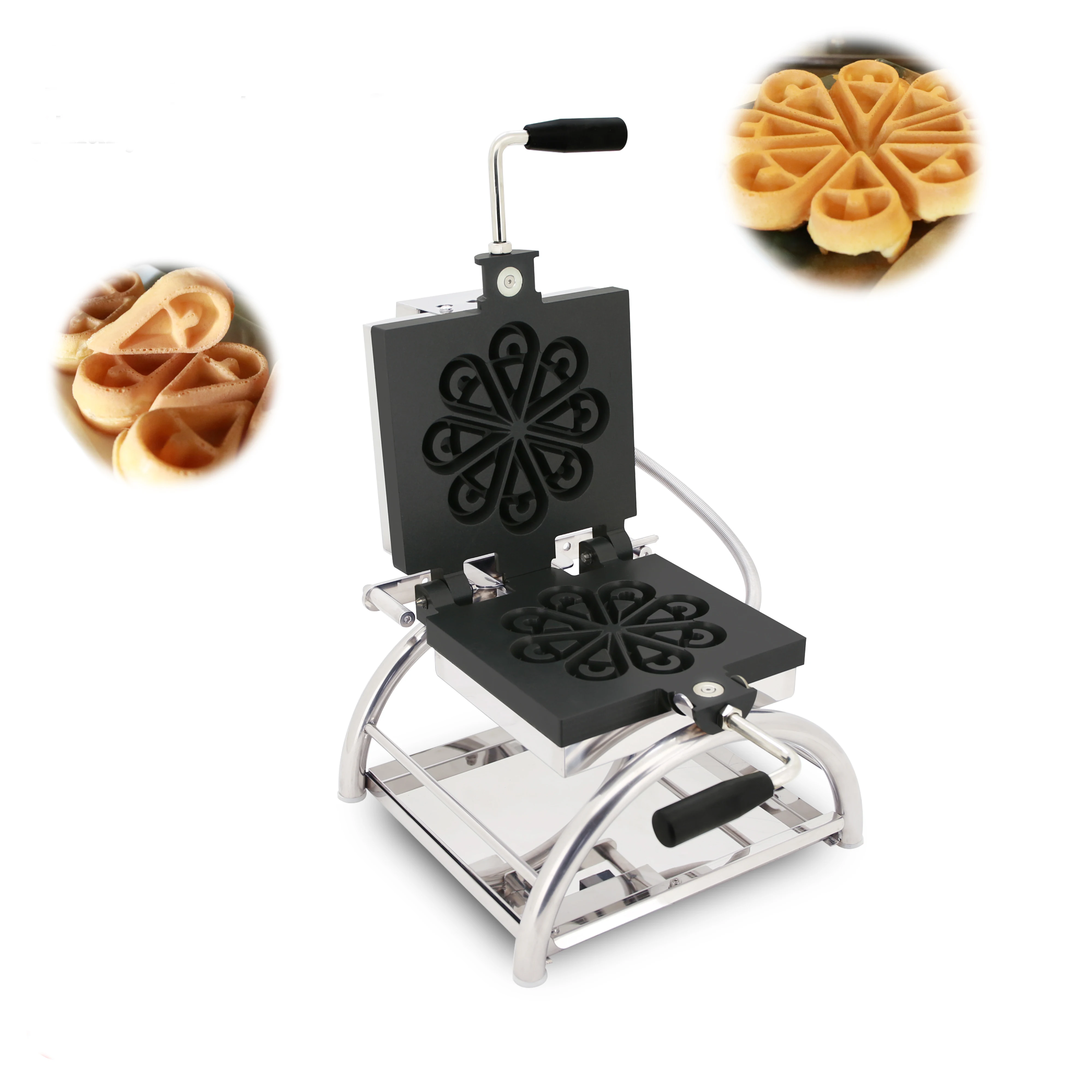 Description Picture 2 of itemlectric Rotary Petal Waffle Machine Water Drop Shape Waffle Maker Non Stick Pan Snack Cake Oven Commercial 110V 220V