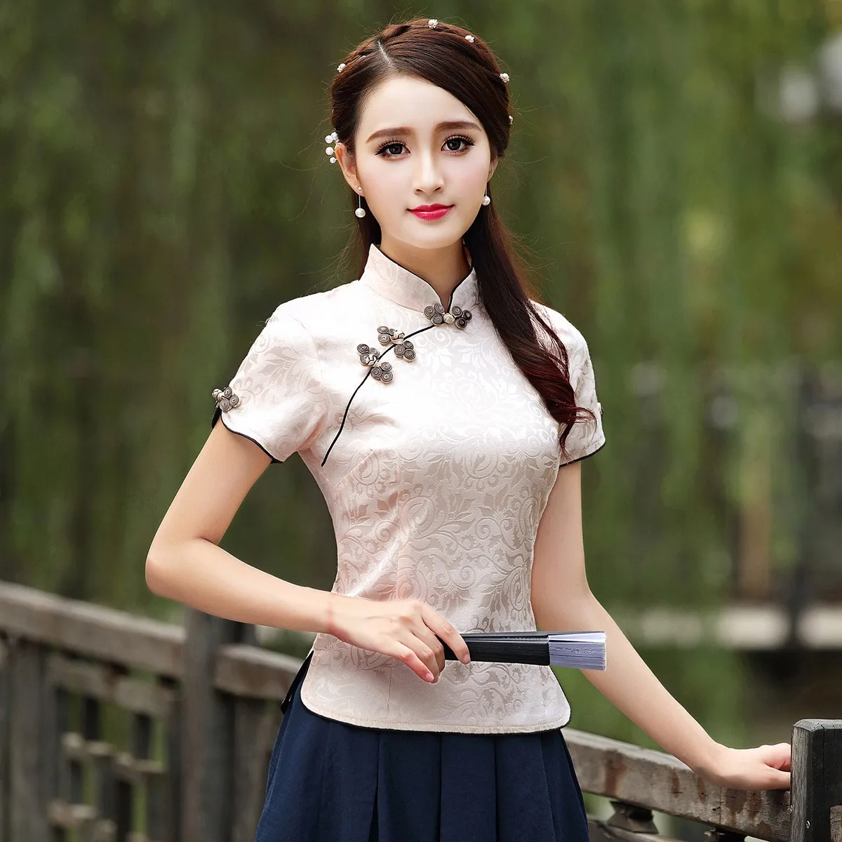 Spring Cotton Slim Cheongsam Tops Chinese Traditional Mandarin Collar Tang Coat Soft Satin Chinese Style Shirt Plus Size women chinese shirt women satin blouse women cheongsam waistcoat