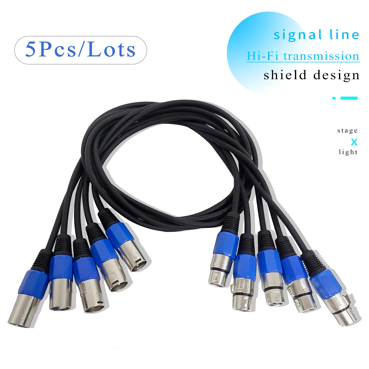 5 Pz/Lotto Linea Di Segnale Dmx A 3 Pin, (1M,2M,3M,4M,5M,6M,7M,8M,9M,10M) Led Par Stage Lights Dmx Cable Dj Equipment 100% Nuovo
