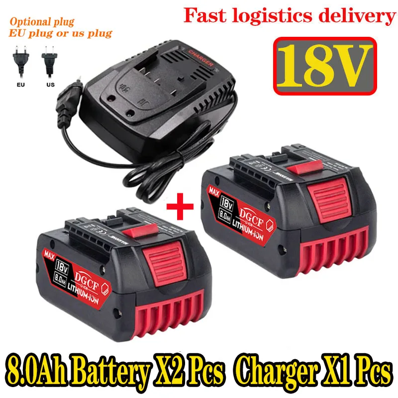 Bat610G + Al1820Cv Per Bosch Professional 18V 8.0Ah Sostituzione Batteria Agli Ioni Di Litio Con Led E Per Caricatore Rapido Bosch 14.4V-18V