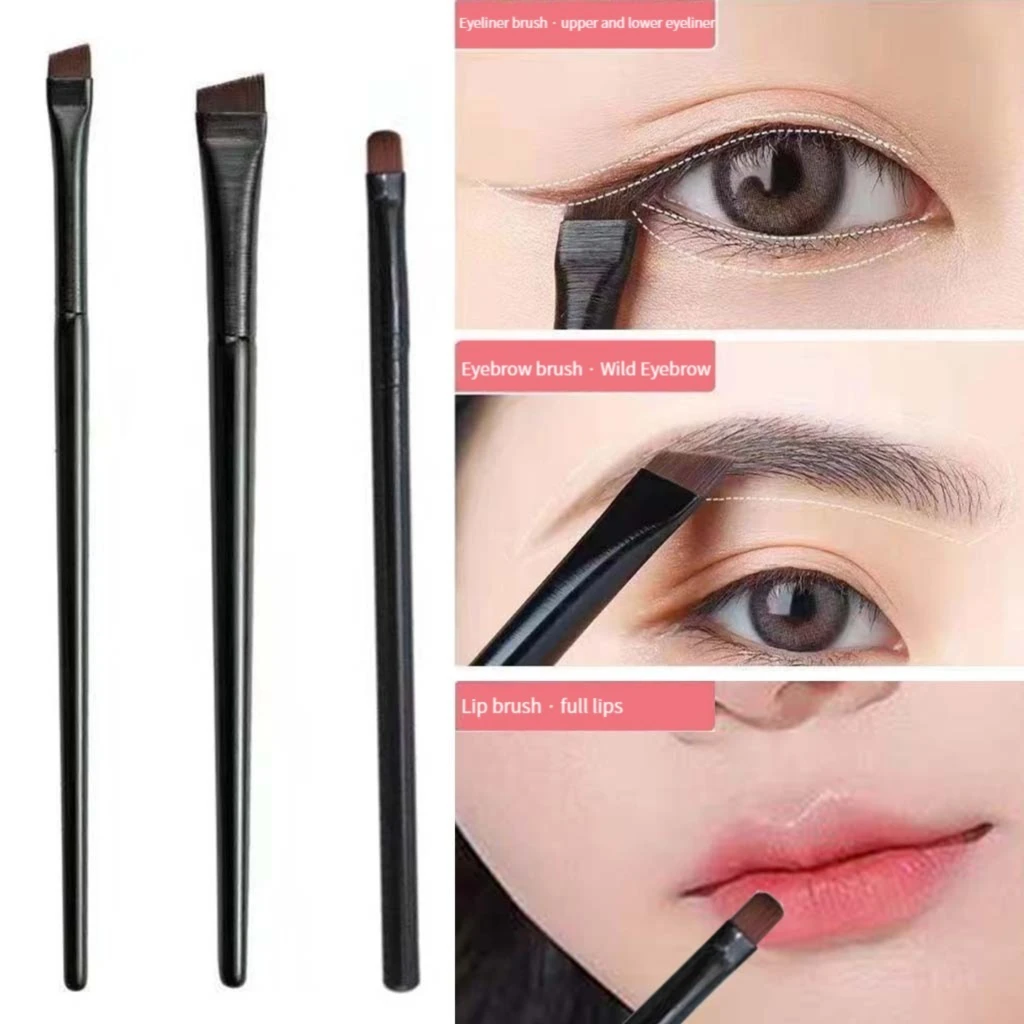 Makeup Brush Set 3PCS Eyeliner Eyebrow Contour Makeup Brush Soft Fiber Comfortable Grip