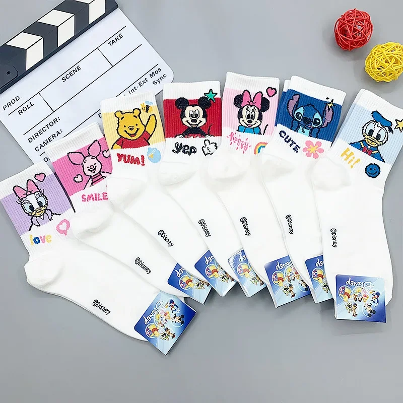 

Mickey Donald Duck Women Socks Cartoon Mickey Winnie The Pooh Cute Cotton College Style Kawaii Autumn Winter Girl Christmas Gift