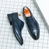 Luxury Brand High-end Blue Men's Banquet Dress Shoes Office Business Dress Shoes Soft Soled Lace Up Men's Leather Casual Shoes