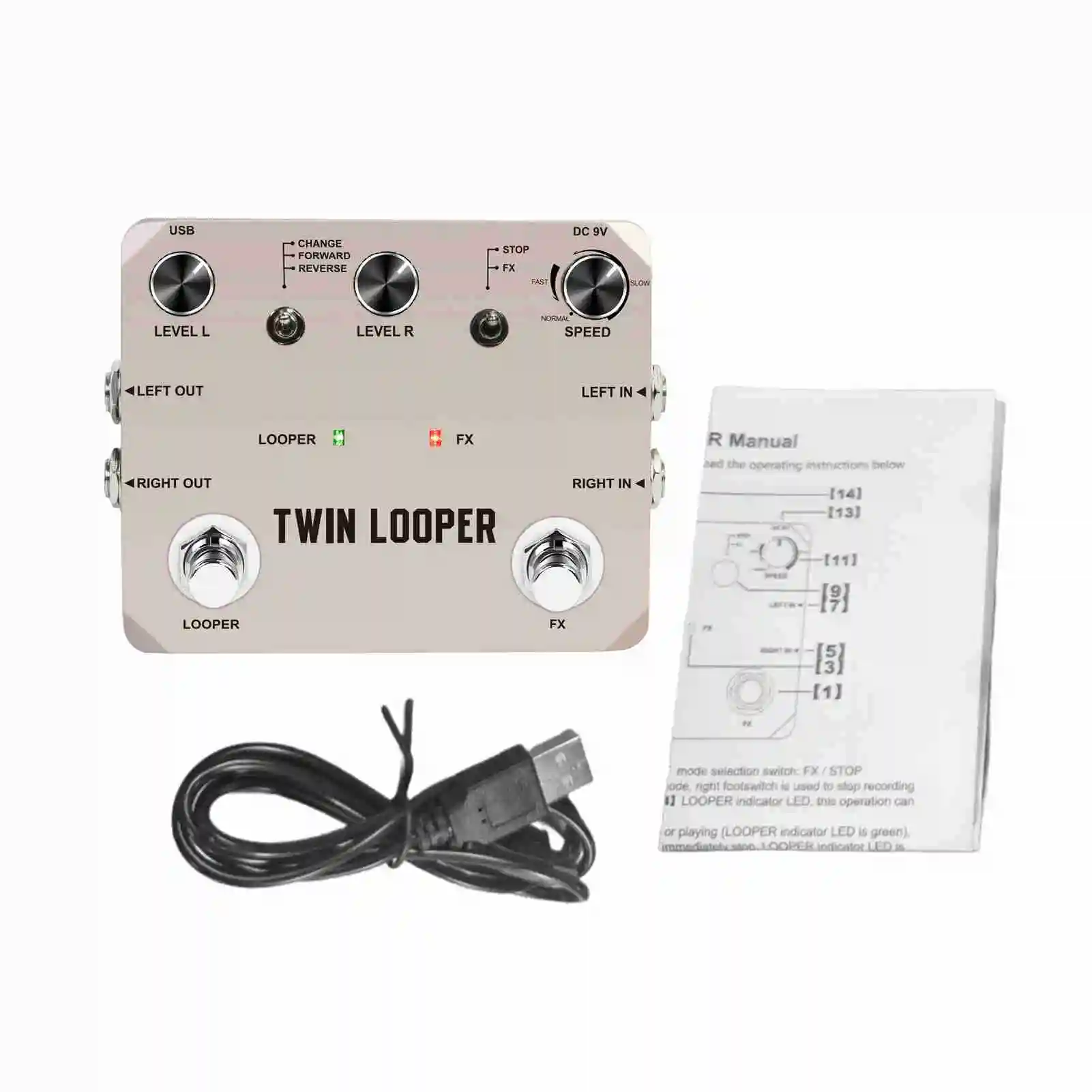 Guitar Looper Pedal Effects Pedal Zinc Alloy with 2 Footswitch 11 Playback Types 24-Bit Sampling Guitar Loop Station