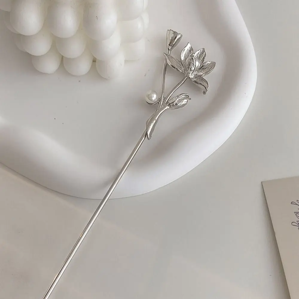 Antike Perlen Blumen Haarnadel Chinesischer Stil Metall Stab_voghion.com