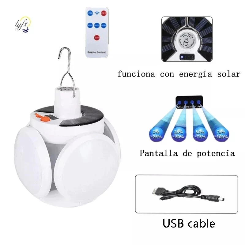 Lámpara solar para exteriores, iluminación con bombilla LED al agua, luz de emergencia recargable con cable USB, perfecto para el acampada|Lámparas solares LED| - AliExpress