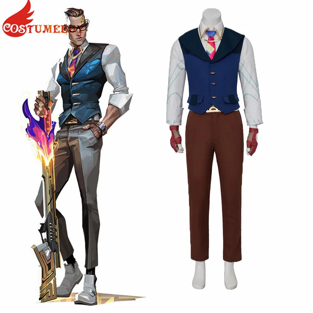 

Game VALORANT Chamber Cosplay Costume Men's Shirt Vest Pants Necktie Gloves Outfits Uniform Halloween Carnival Suit