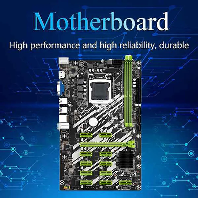 B250 BTC Mining Motherboard with G3900/G3930 CPU+8G RAM+CPU Fan+SATA Cable 12 PCI-E Slots LGA1151 DDR4 RAM SATA3 USB3.0 best pc mother board