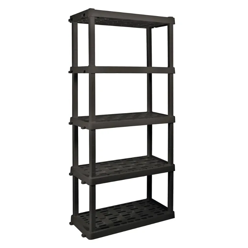 

Large 5-Tier Plastic Shelves, Interlocking Multipurpose Plastic Organizer, W36 x D18 x H74 Black