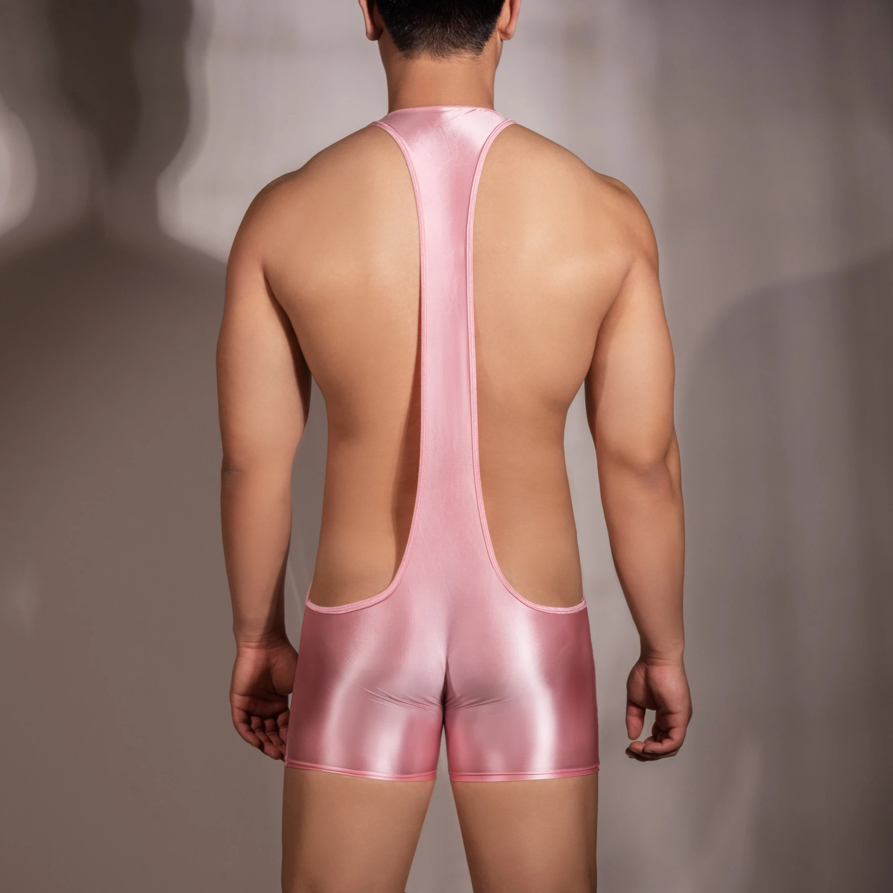 Men Sexy Bodysuit Suspenders Boxer Briefs Backless Oil Playsuits Wrestling Singlets See Through Stretchy Thin Ice Silk Sleepwear men bodysuits