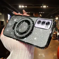 OPPO Reno 12 Pro Sparkling Magnetic Ring Protective Case for Reno 12 Pro (Black)