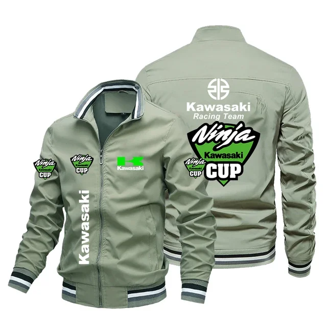 メンズカワサキロゴプリントバイクジャケット,レーシングチーム