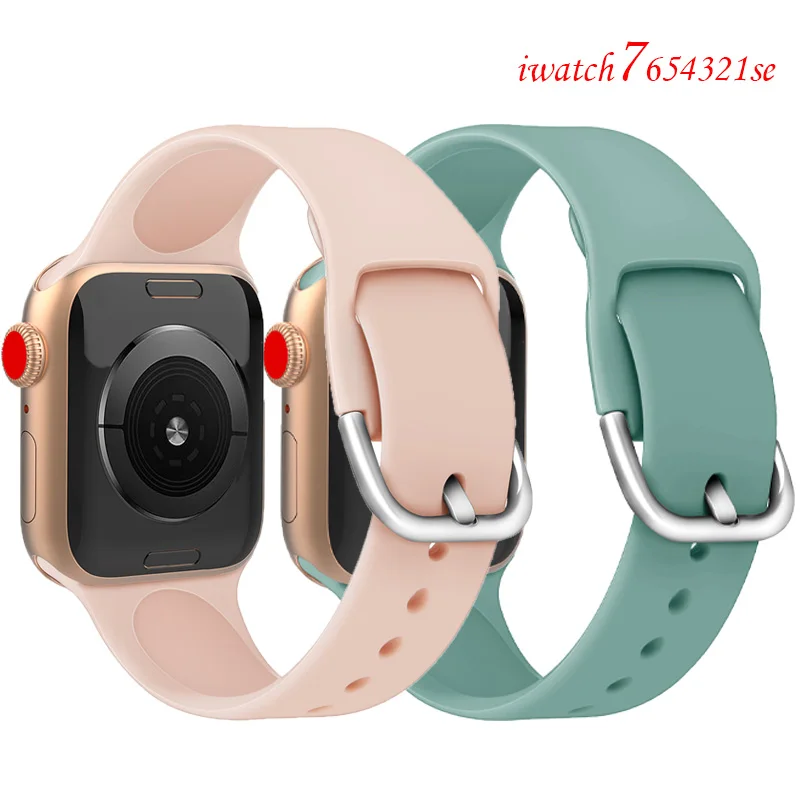 

Ремешок силиконовый для Apple Watch band 40 мм 44 мм 45 мм 41 мм 38 мм 42 мм 40 44 45 мм, спортивный браслет для наручных часов iWatch series 4 5 6 se 7