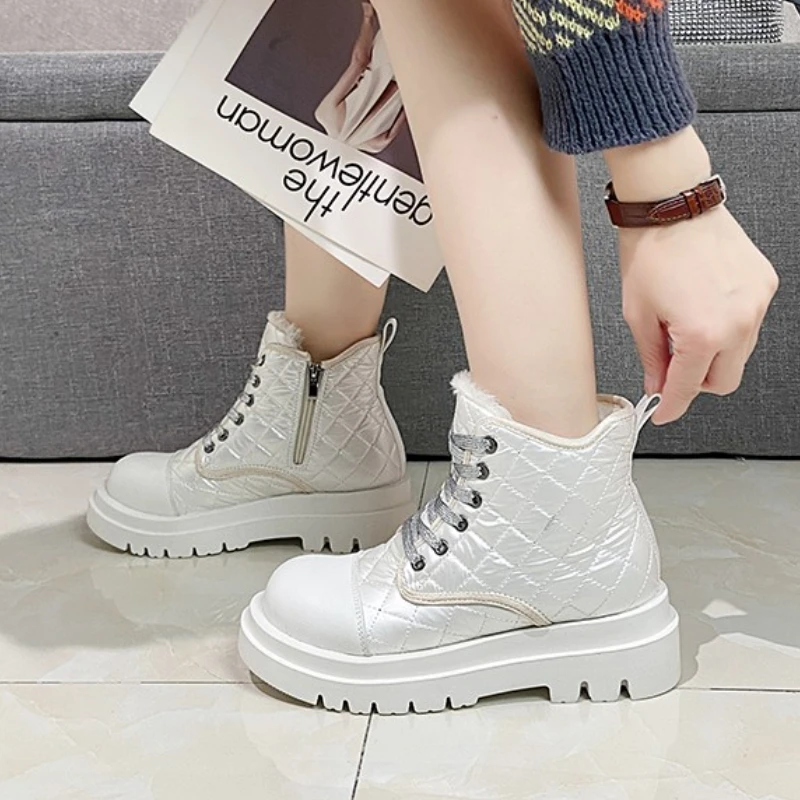 

Women's Boots 2022 Fashion Shoes for Women Lace Up Booties Ladies New Pu Women Motorcycle Boots Botines Ladies Botas De Mujer