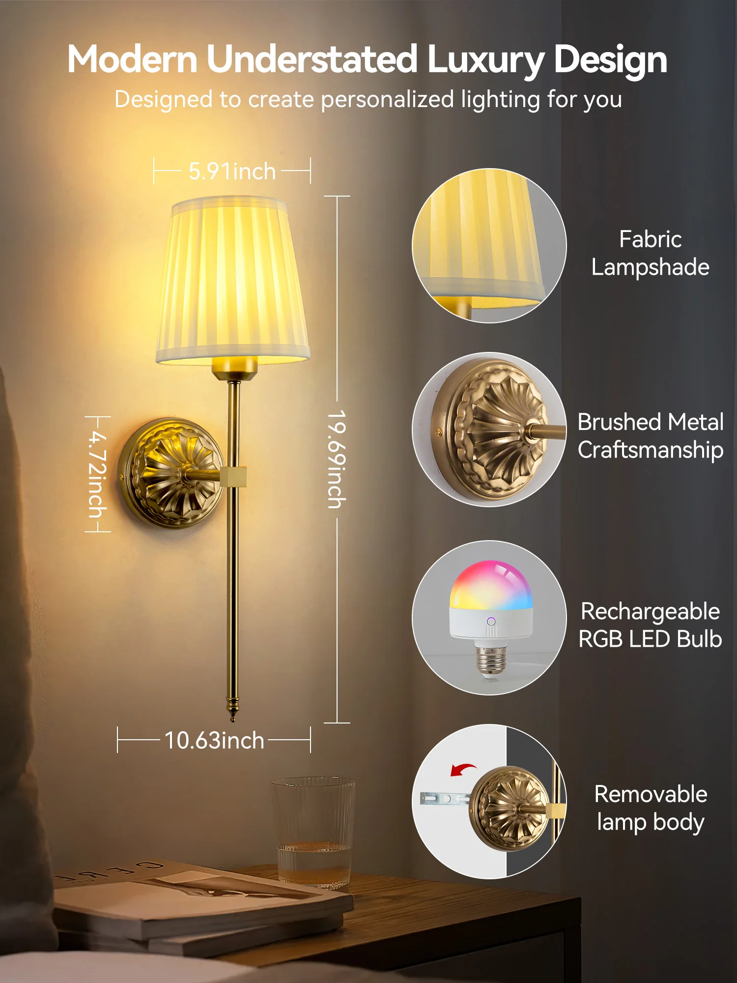 مصباح جداري لاسلكي LED بتحكم