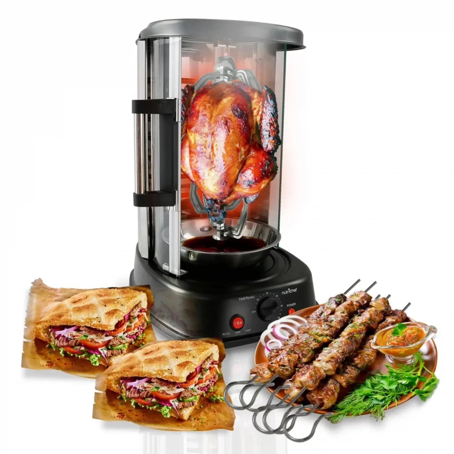 

Vertical Rotisserie Oven - Rotating Kebob Cooker doner kebab machine