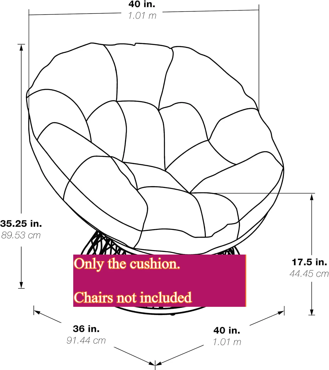 Outdoor waterproof hanging basket cushion-Bird's Nest chair cushion (Note: This product does not include the chair base)