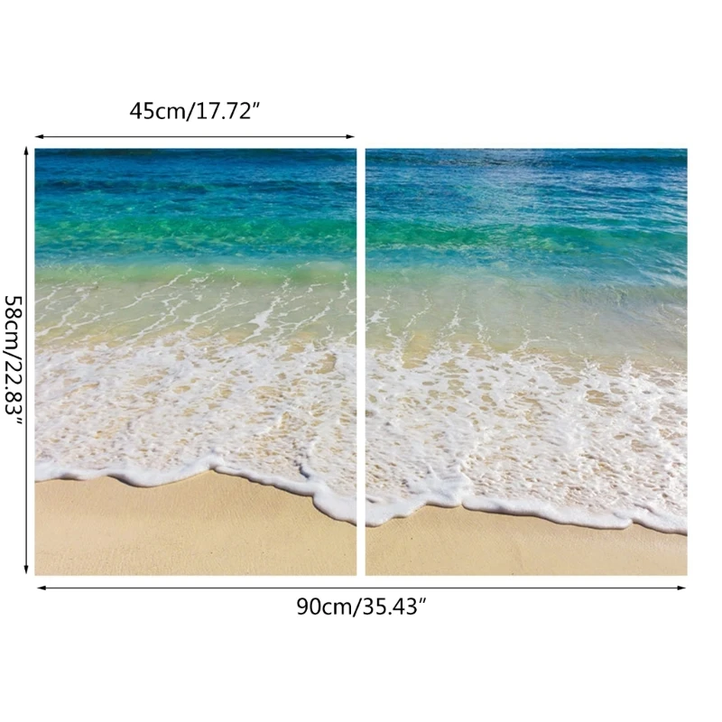 3D Ocean Wall Decal Removable Wallpaper Waterproof 3D Blue Sea Beach Floor Sticker for Bathroom Bedroom Themed Decor