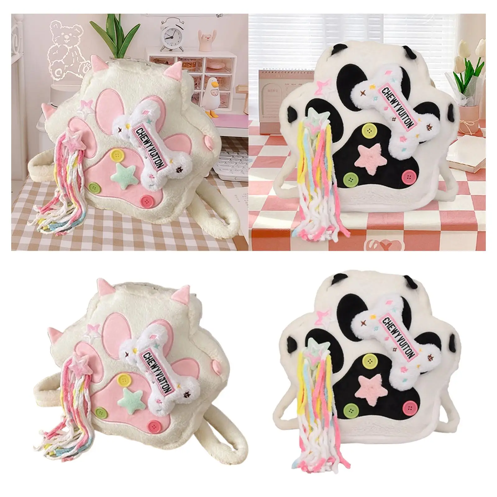 Animal Cartoon Backpack Soft Versatile Travel Portable Cat Paw Shaped School Bag Fashionable Cute Detachable Strap Student Bag 4