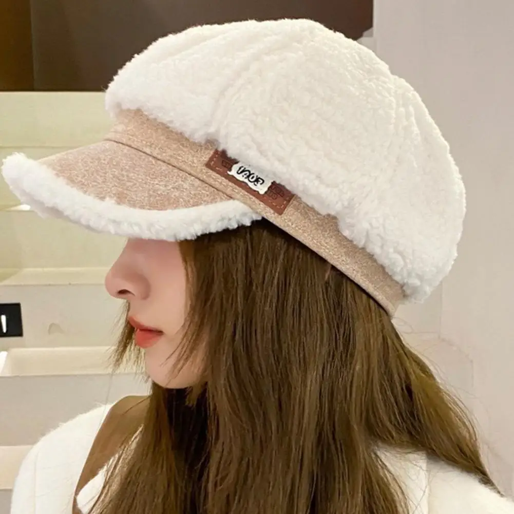 

Fashionable Women Hat Stylish Windproof Octagonal Hat for Women Ultra-thick Winter Accessory with Short Brim Design for Autumn