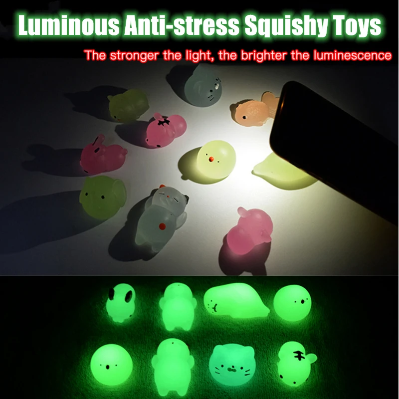 

3pcs Luminous Squishy Toys Kawaii Squishies Animal Dinosaur Goldfish Stress Relief Squeeze Toy Decompression Gifts For Kids
